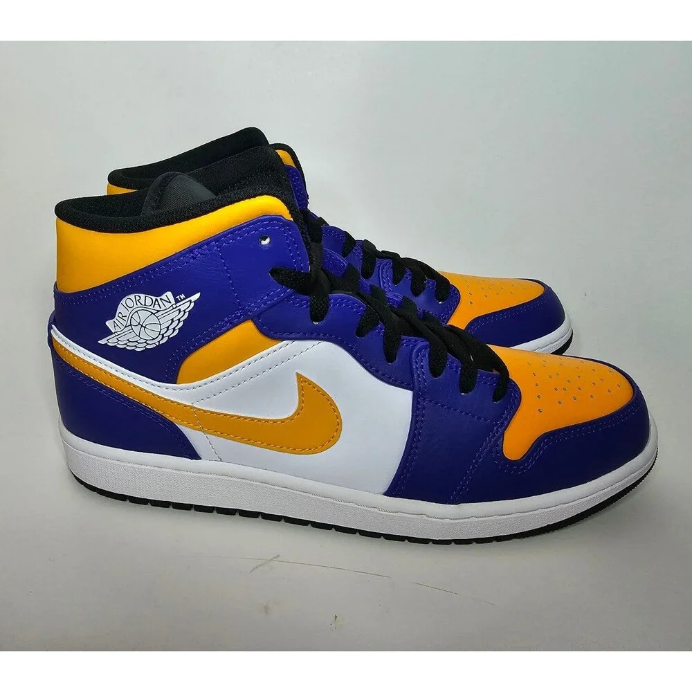 Nike Air Jordan 1 Mid Sneaker Lakers Purple Shoes Men's 10 DQ8426-517 11.5W LA